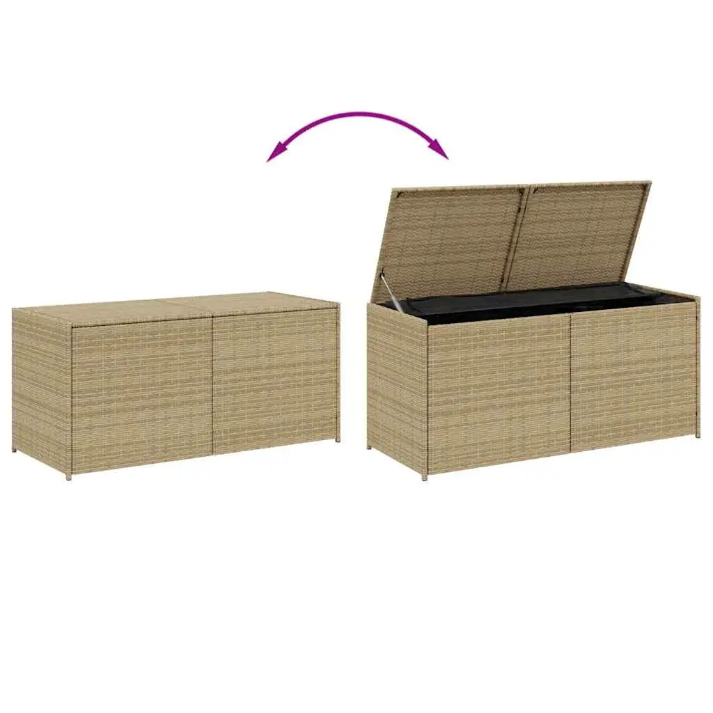 Garden Storage Box Beige Waterproof PE Rattan 283L Outdoor Patio Furniture