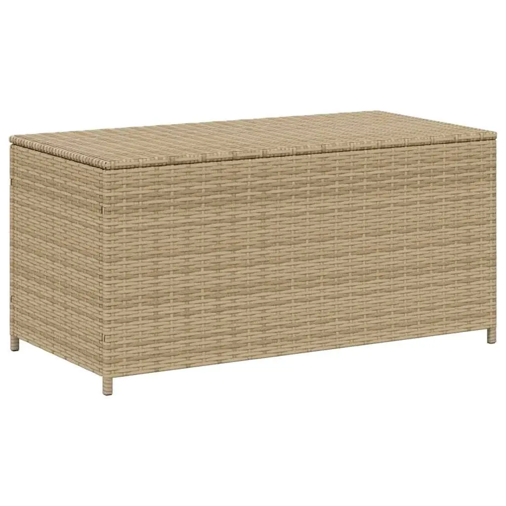 Garden Storage Box Outdoor Beige Poly Rattan Patio Furniture Waterproof Cushion