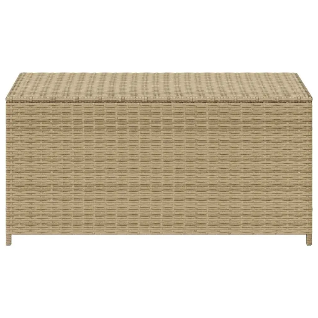 Garden Storage Box Outdoor Beige Poly Rattan Patio Furniture Waterproof Cushion