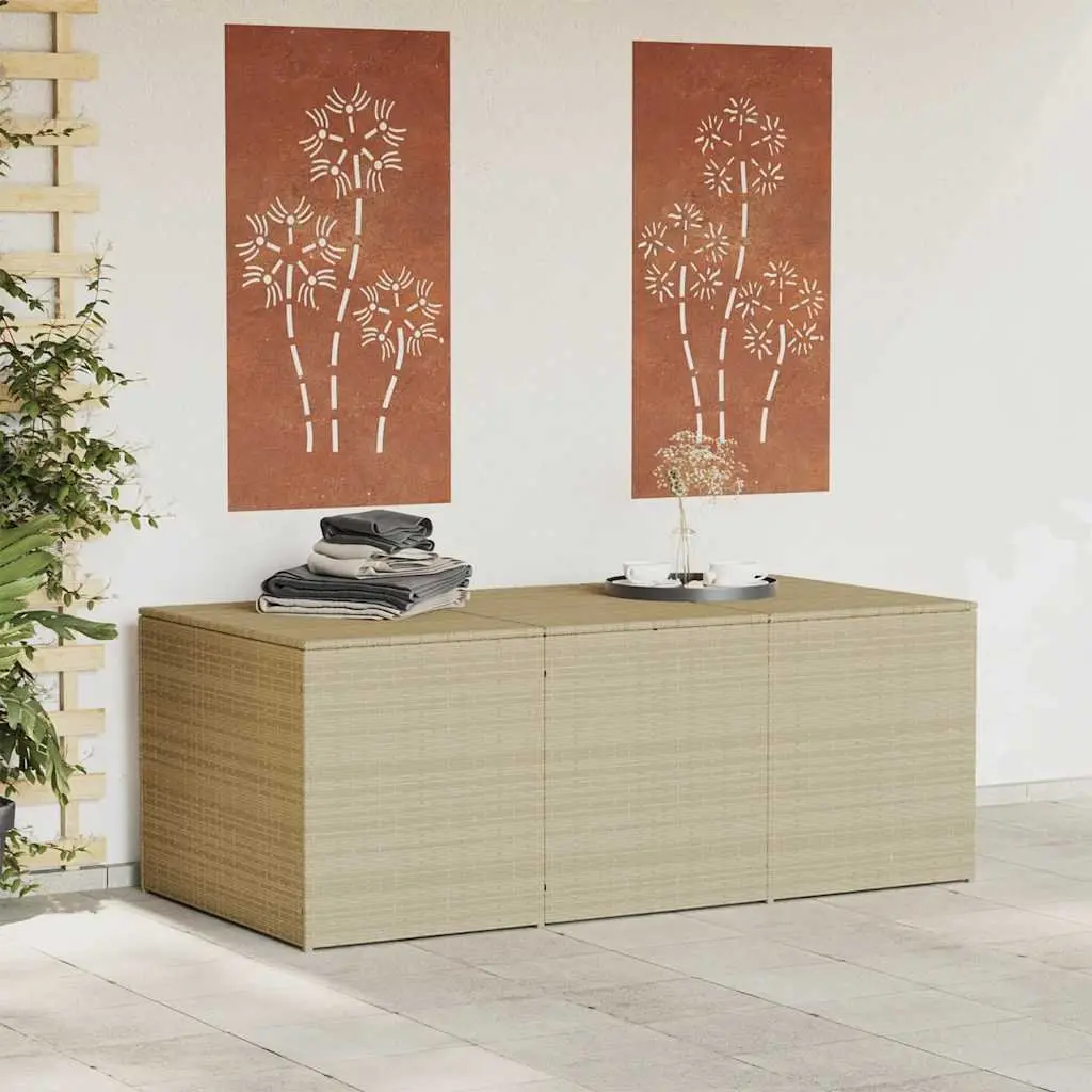 Garden Storage Box Weather-Resistant Beige Poly Rattan 984L