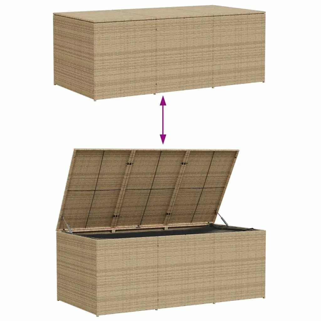 Garden Storage Box Weather-Resistant Beige Poly Rattan 984L