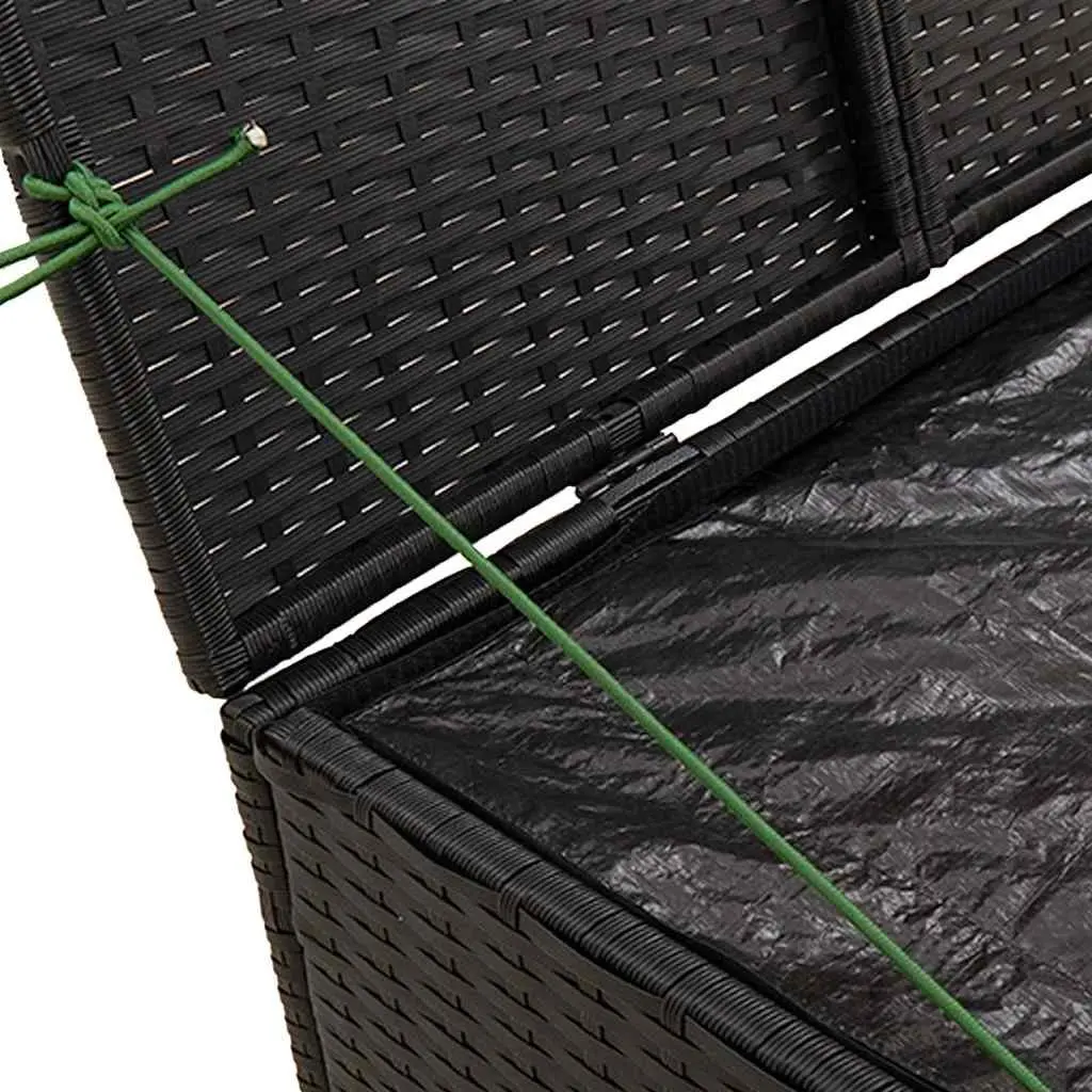Garden Storage Box Black 291L Outdoor Furniture Poly Rattan Water-Resistant