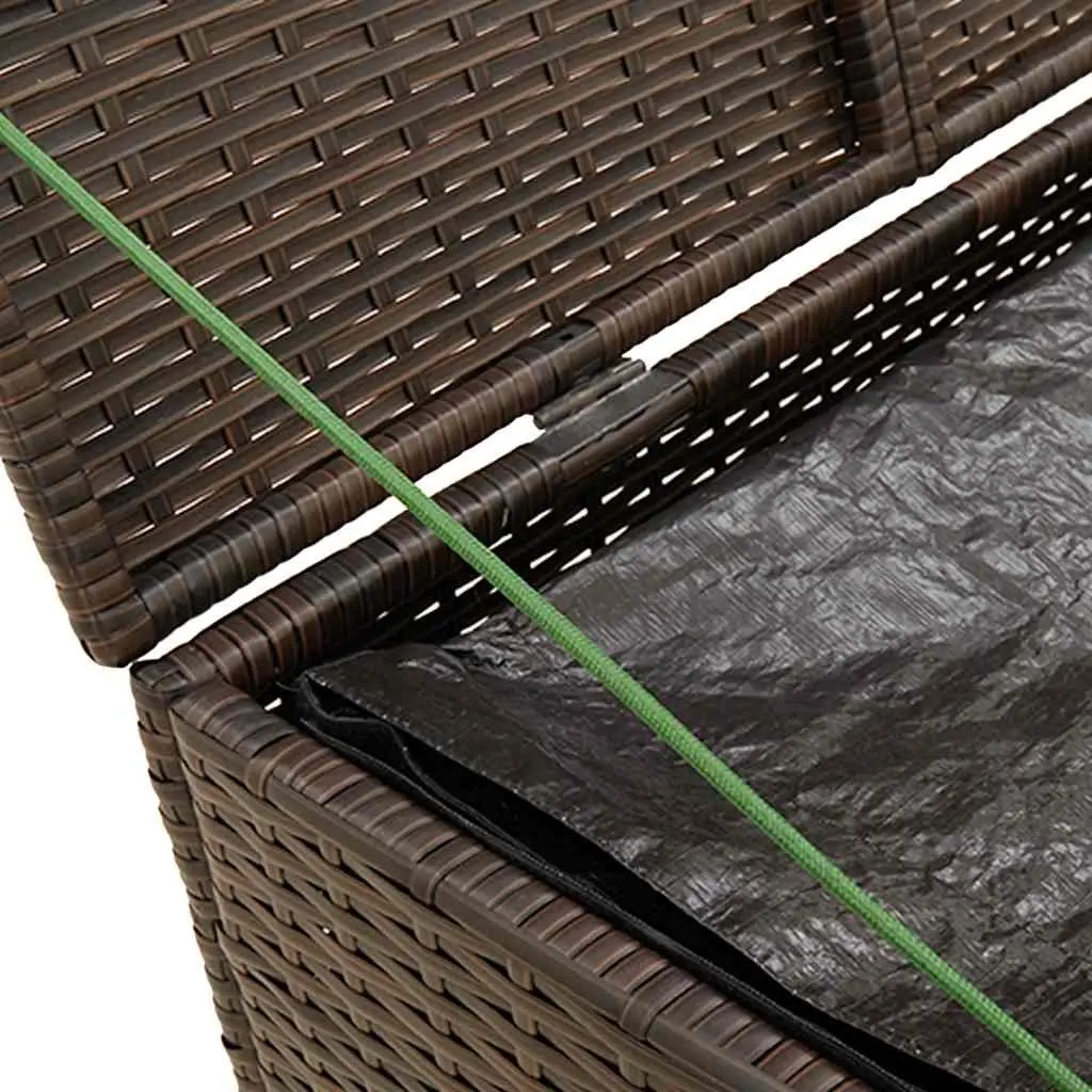 Outdoor Storage Box Brown 291L Weather Resistant Poly Rattan Garden Furniture Container