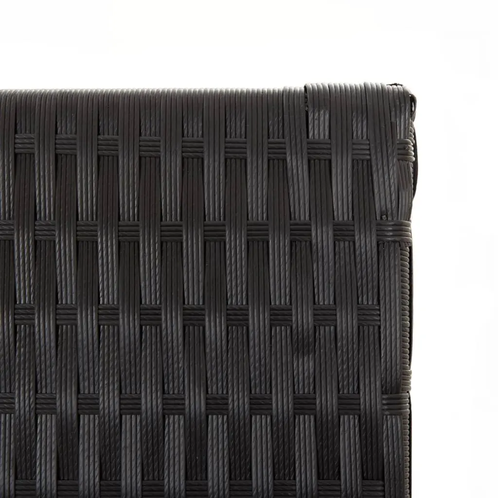 Room Divider Black Poly Rattan 5 Panels Folding Privacy Screen