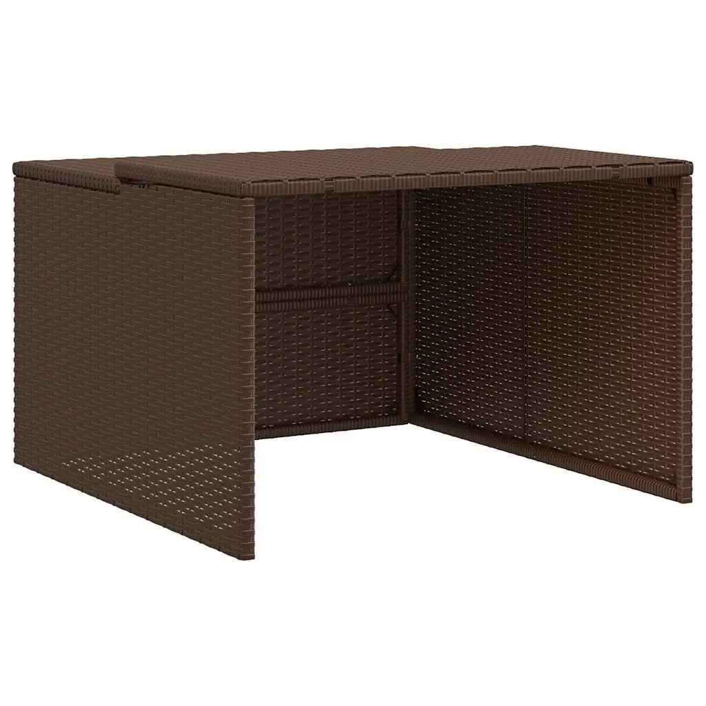 Robot Mower Garage Weather-resistant PE Rattan Brown Outdoor Storage Shed 86 x 90 x 52/57 cm
