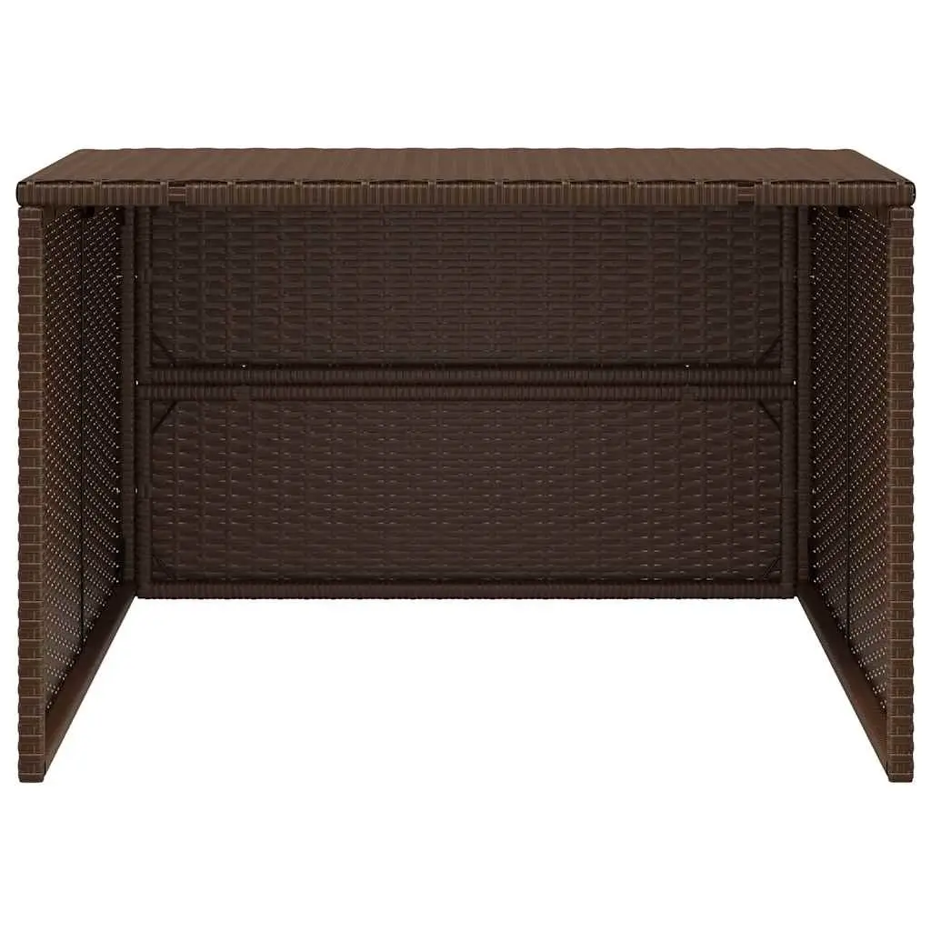 Robot Mower Garage Weather-resistant PE Rattan Brown Outdoor Storage Shed 86 x 90 x 52/57 cm