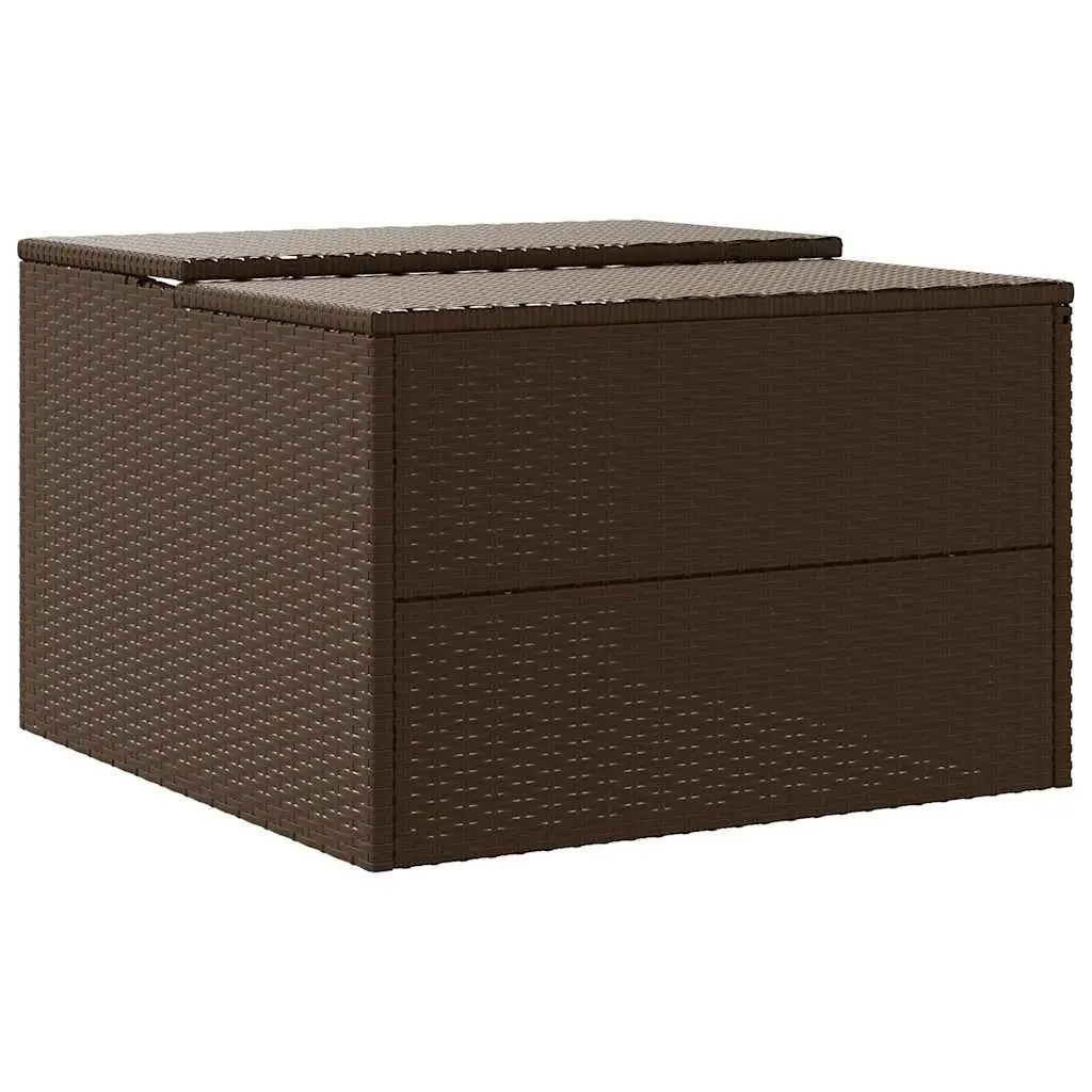 Robot Mower Garage Weather-resistant PE Rattan Brown Outdoor Storage Shed 86 x 90 x 52/57 cm