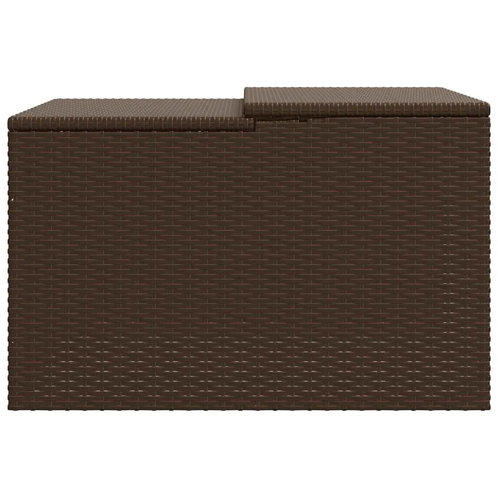 Robot Mower Garage Weather-resistant PE Rattan Brown Outdoor Storage Shed 86 x 90 x 52/57 cm