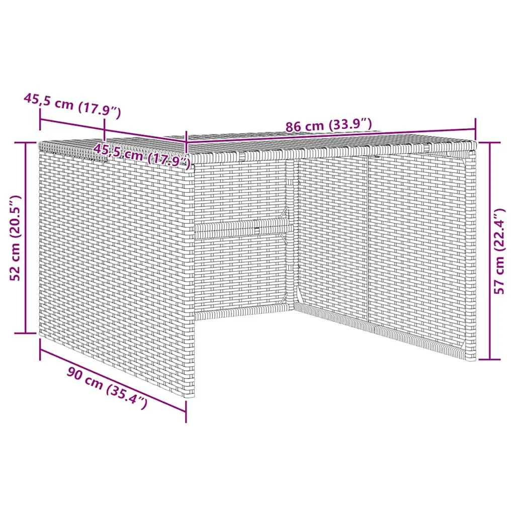 Robot Mower Garage Weather-resistant PE Rattan Brown Outdoor Storage Shed 86 x 90 x 52/57 cm