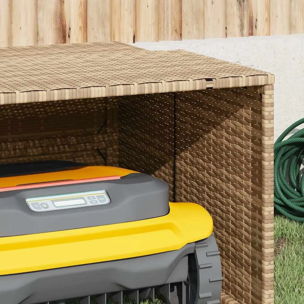 Robot Mower Garage Outdoor Storage Shed Beige Weather Protection 86 x 90 x 52/57 cm