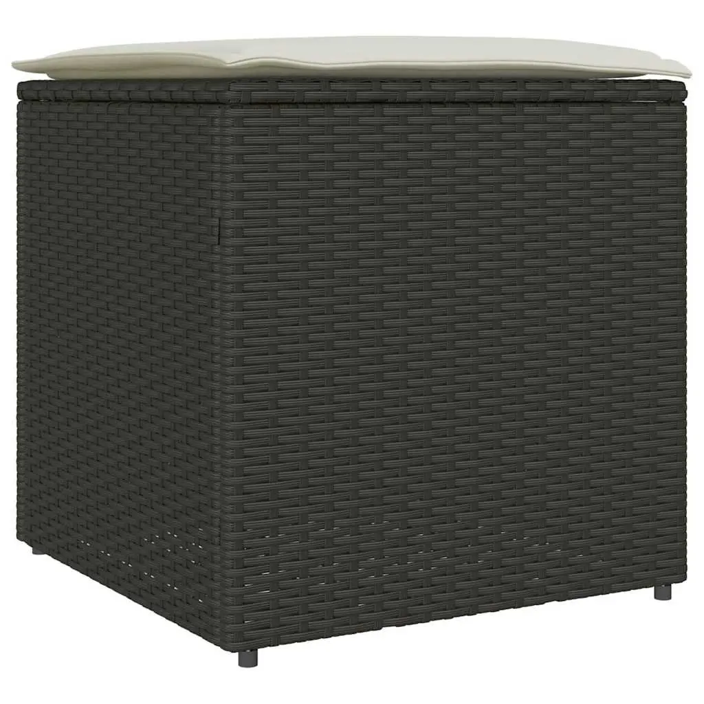 Outdoor Storage Cushion Box Black Poly Rattan Seat Garden Patio Furniture 50cm