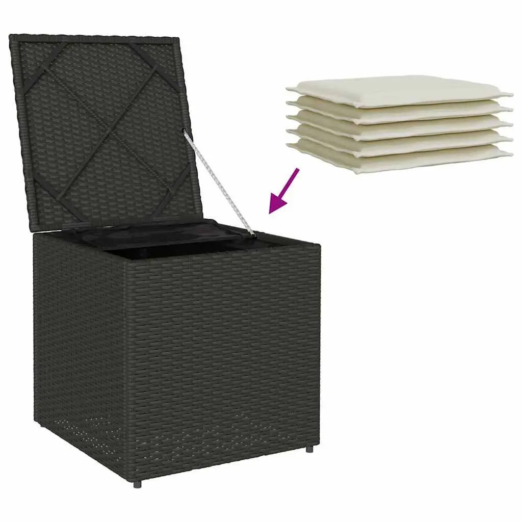 Outdoor Storage Cushion Box Black Poly Rattan Seat Garden Patio Furniture 50cm