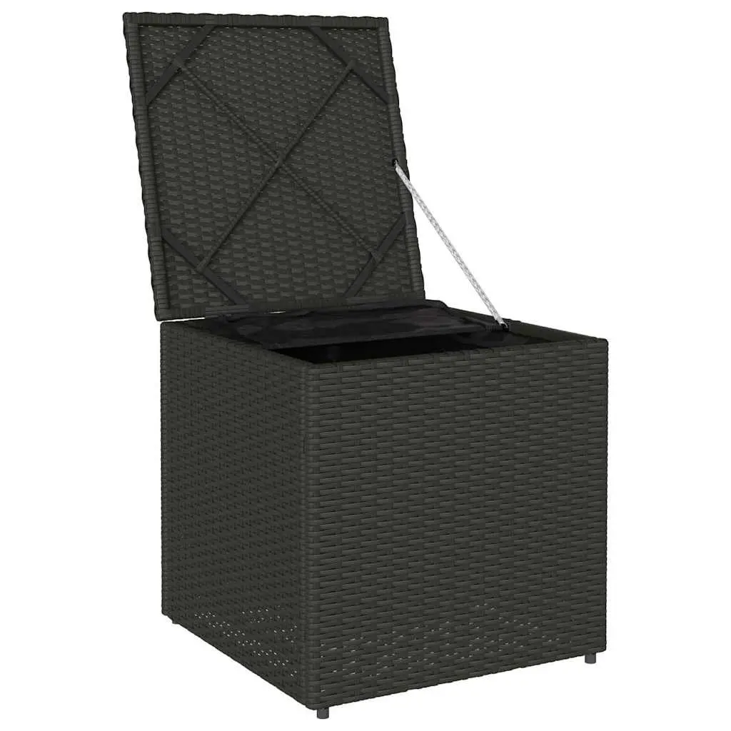 Outdoor Storage Cushion Box Black Poly Rattan Seat Garden Patio Furniture 50cm