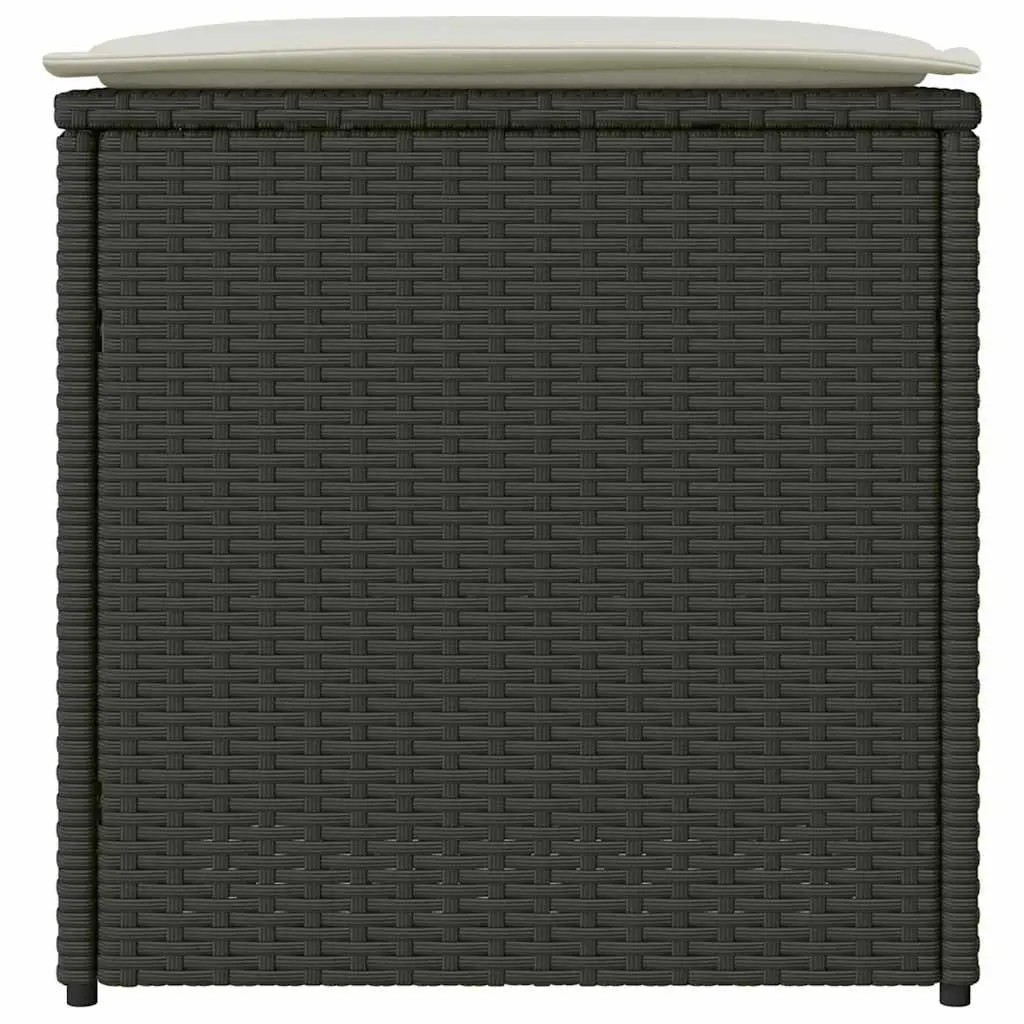 Outdoor Storage Cushion Box Black Poly Rattan Seat Garden Patio Furniture 50cm