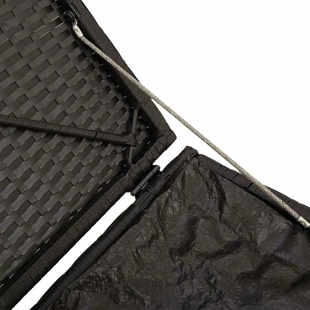 Outdoor Storage Cushion Box Black Poly Rattan Seat Garden Patio Furniture 50cm