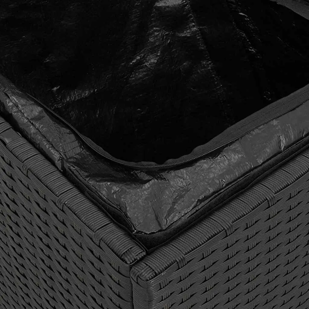 Outdoor Storage Cushion Box Black Poly Rattan Seat Garden Patio Furniture 50cm