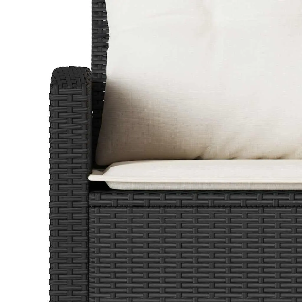 L-Shaped Outdoor Sofa Couch with Cushions Black Garden Patio Furniture