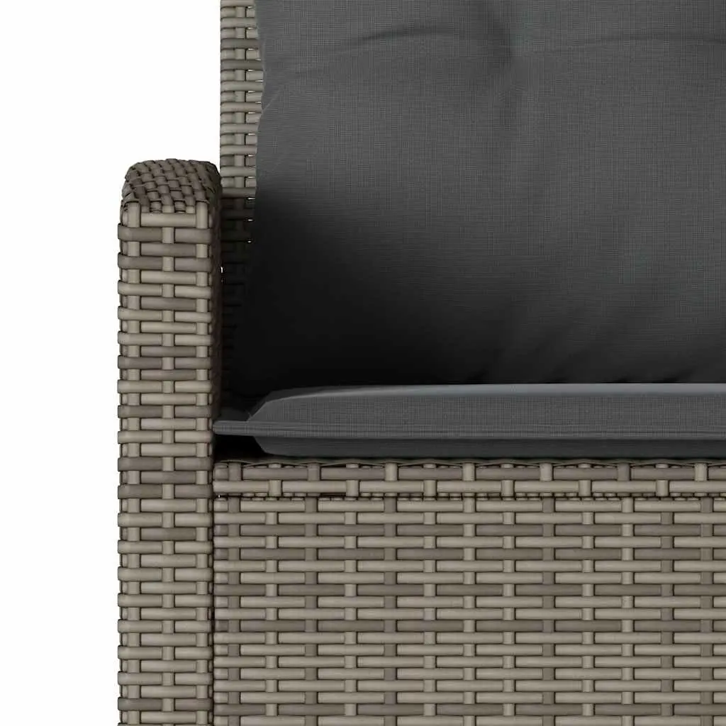 L-Shaped Couch Sofa Grey with Cushions Poly Rattan Outdoor Garden Patio