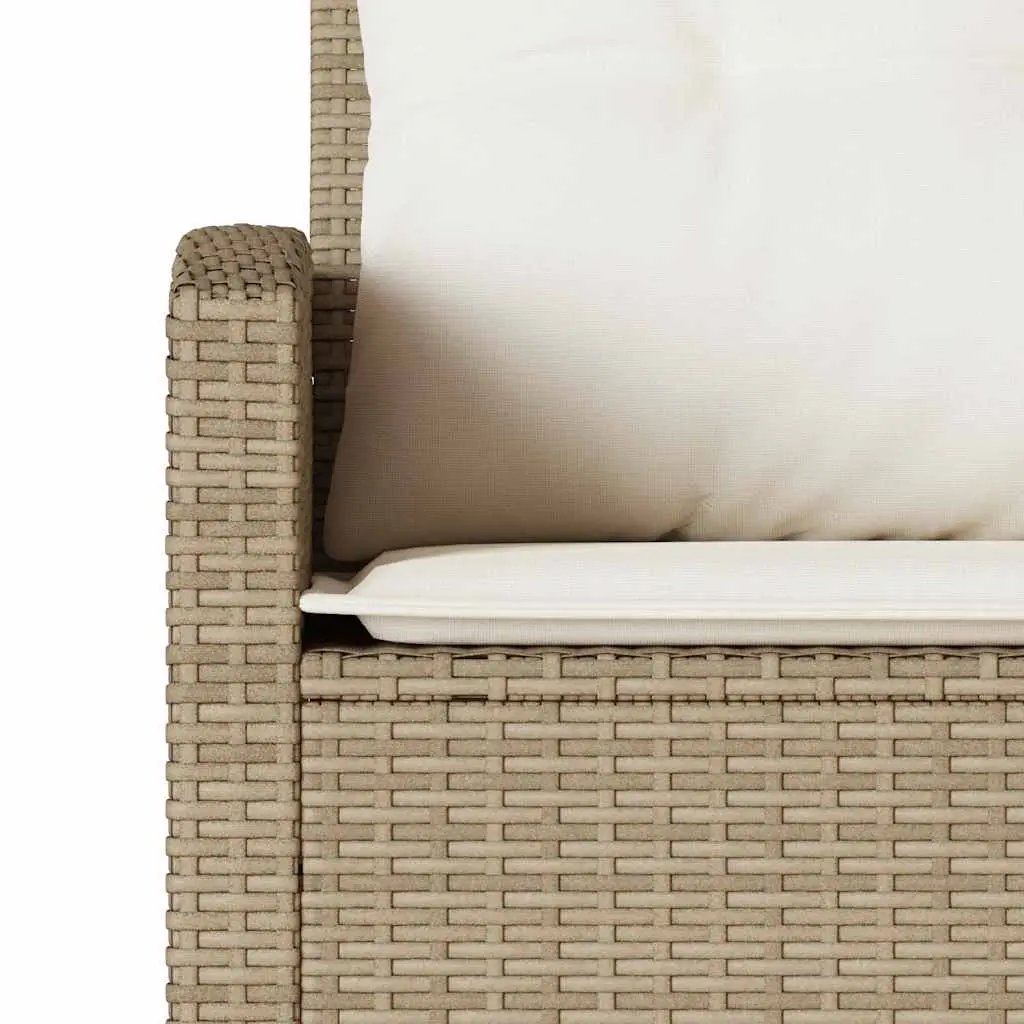L-Shaped Outdoor Couch Sofa Beige Poly Rattan with Cushions