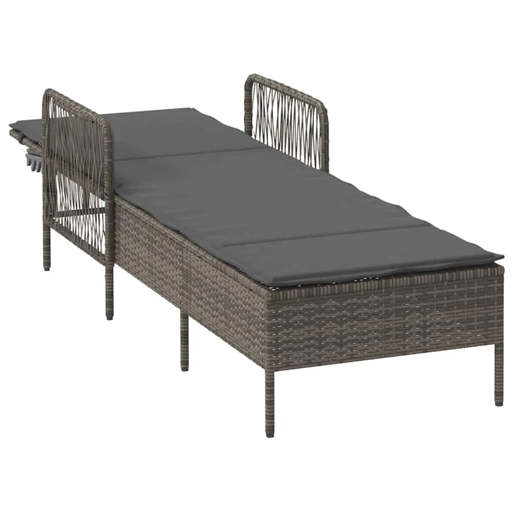Adjustable Backrest Outdoor Sun Lounger Grey Poly Rattan Garden Patio Furniture