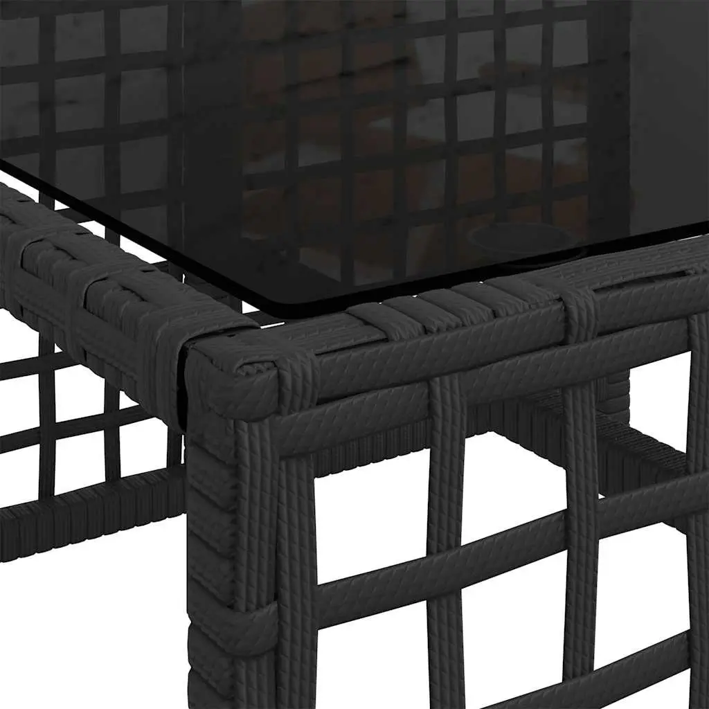Outdoor Corner Garden Sofa Set 3 Piece Black Poly Rattan Patio Furniture with