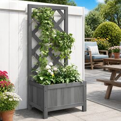 Your New Wooden Planter with Trellis Awaits You