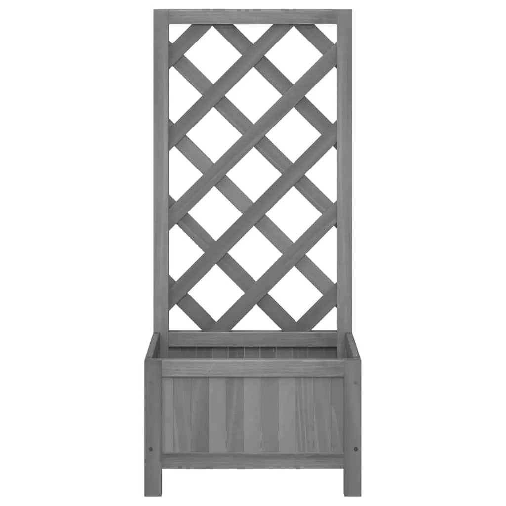 Wooden Planter with Trellis Grey Solid Fir Wood Construction for Climbing Plants Support