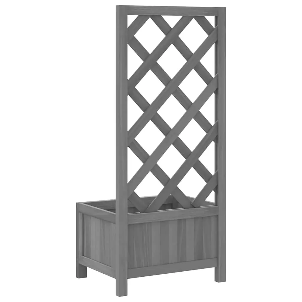 Wooden Planter with Trellis Grey Solid Fir Wood Construction for Climbing Plants Support