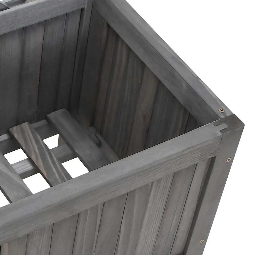 Wooden Planter with Trellis Grey Solid Fir Wood Construction for Climbing Plants Support