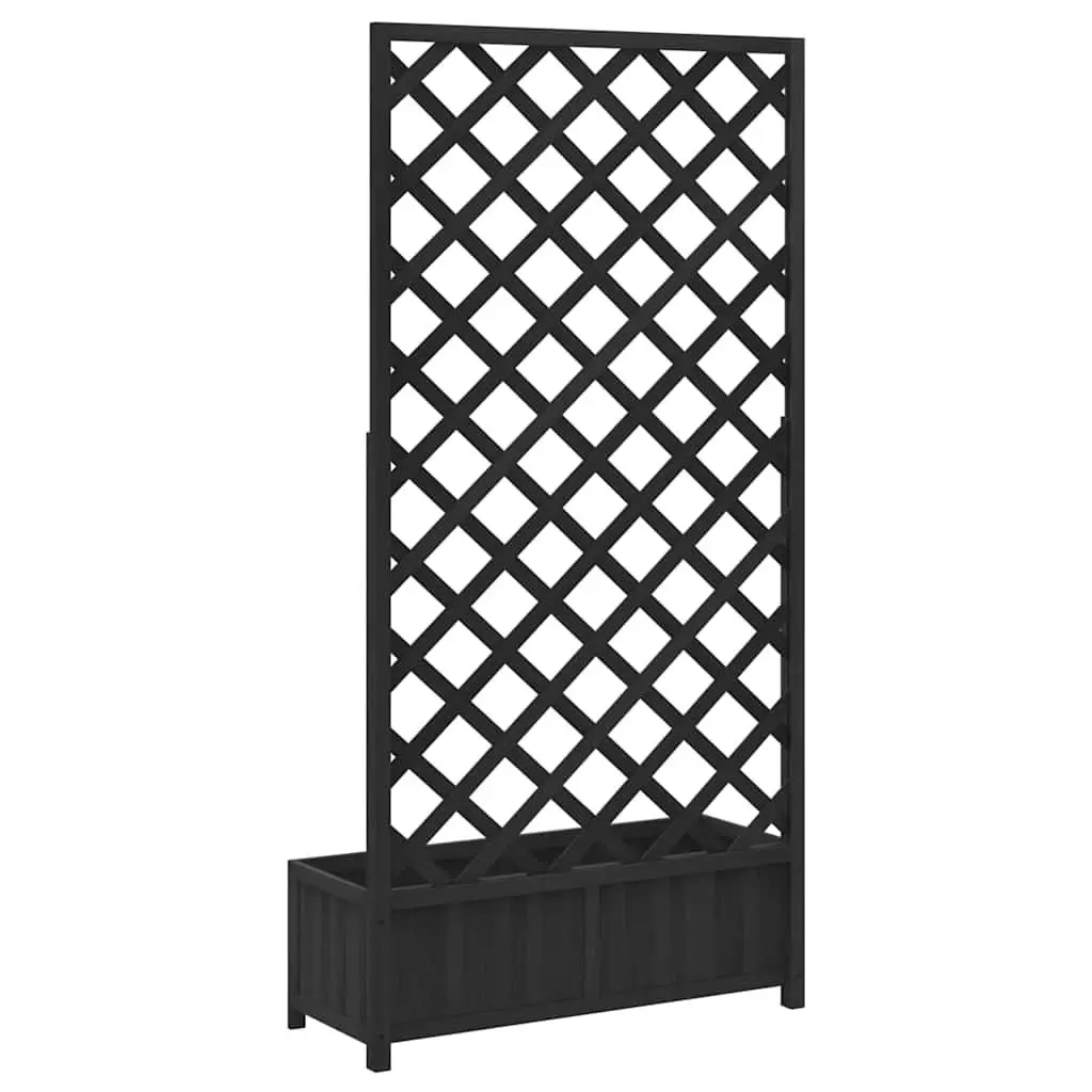 Wooden Planter with Trellis Black Solid Fir Garden Patio Climbing Plants Support