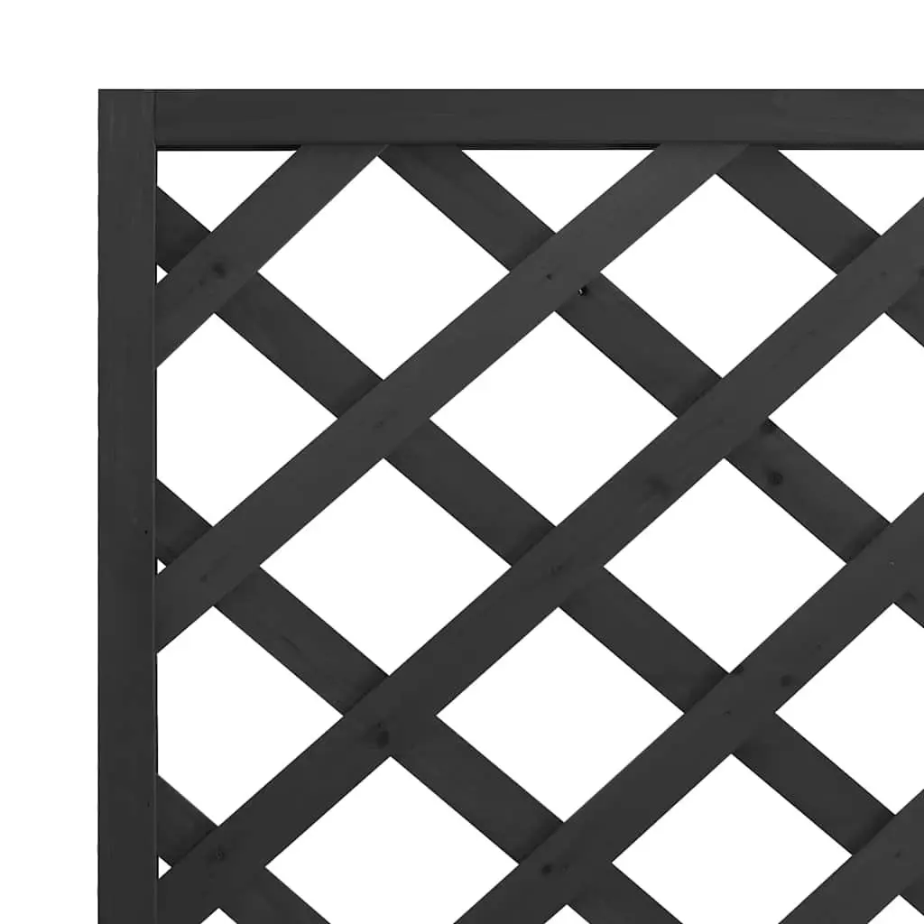 Wooden Planter with Trellis Black Solid Fir Garden Patio Climbing Plants Support