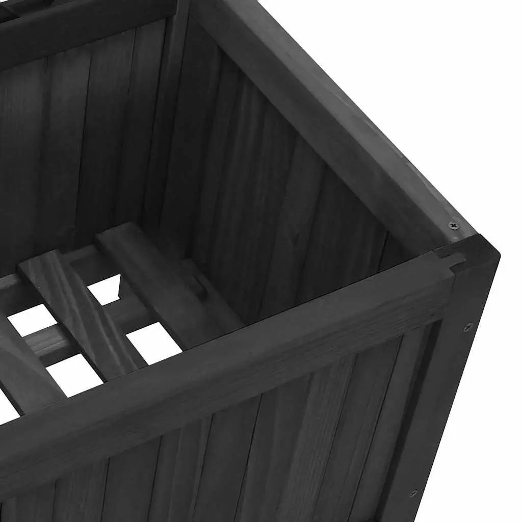 Wooden Planter with Trellis Black Solid Fir Garden Patio Climbing Plants Support