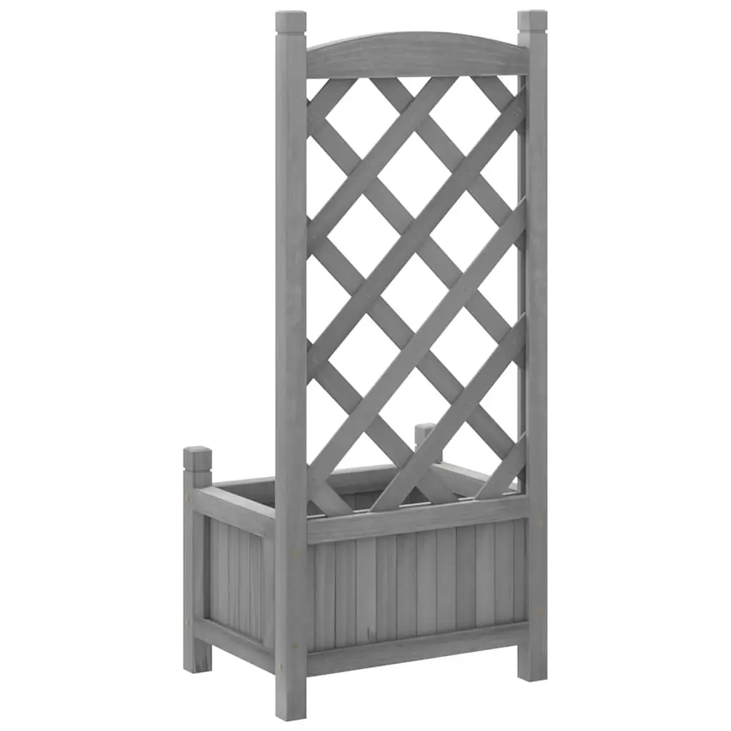 Wooden Planter with Trellis Grey Solid Fir Garden Climbing Plant Support
