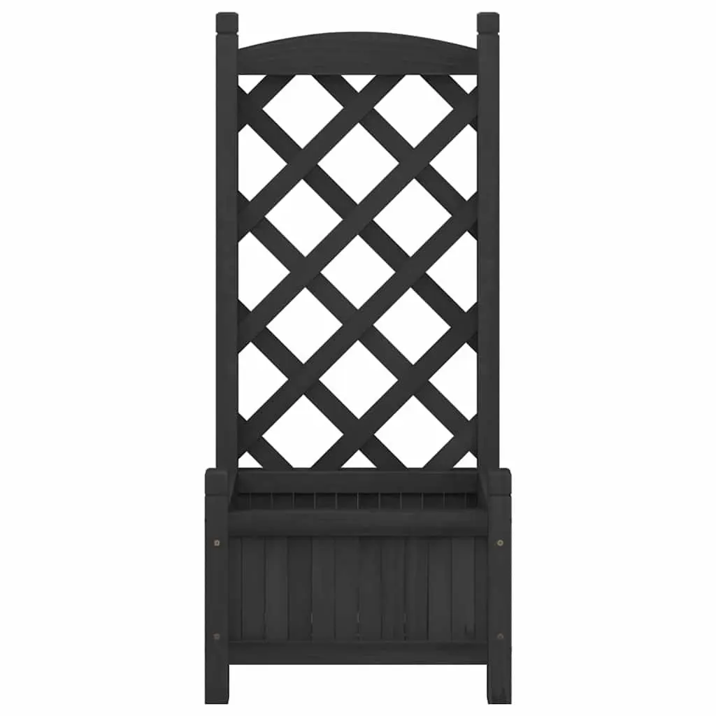 Wooden Planter with Trellis Black Solid Fir Outdoor Garden Climbing Plants
