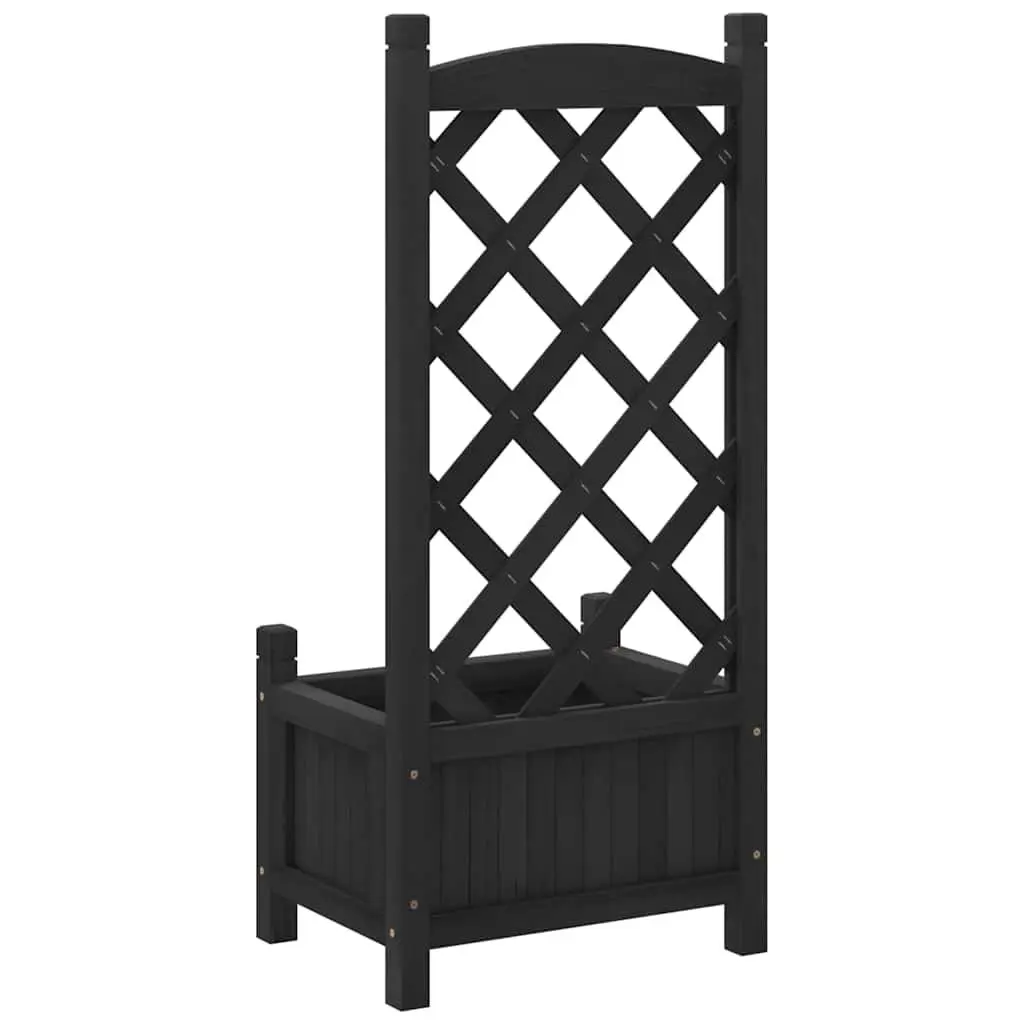 Wooden Planter with Trellis Black Solid Fir Outdoor Garden Climbing Plants