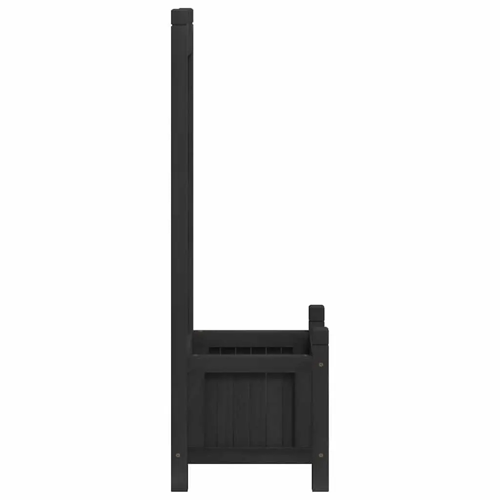 Wooden Planter with Trellis Black Solid Fir Outdoor Garden Climbing Plants