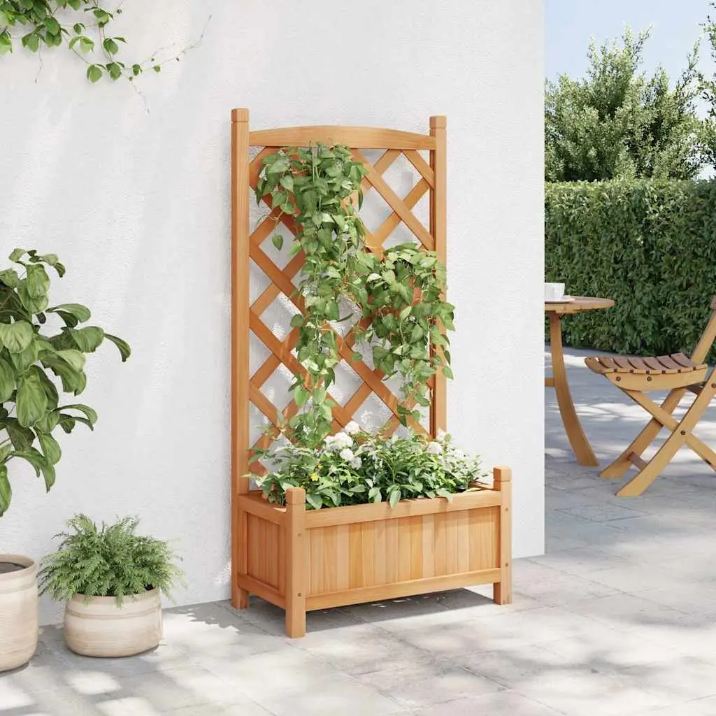 Wooden Planter with Trellis Brown Fir Garden Climbing Plants Patio Outdoor
