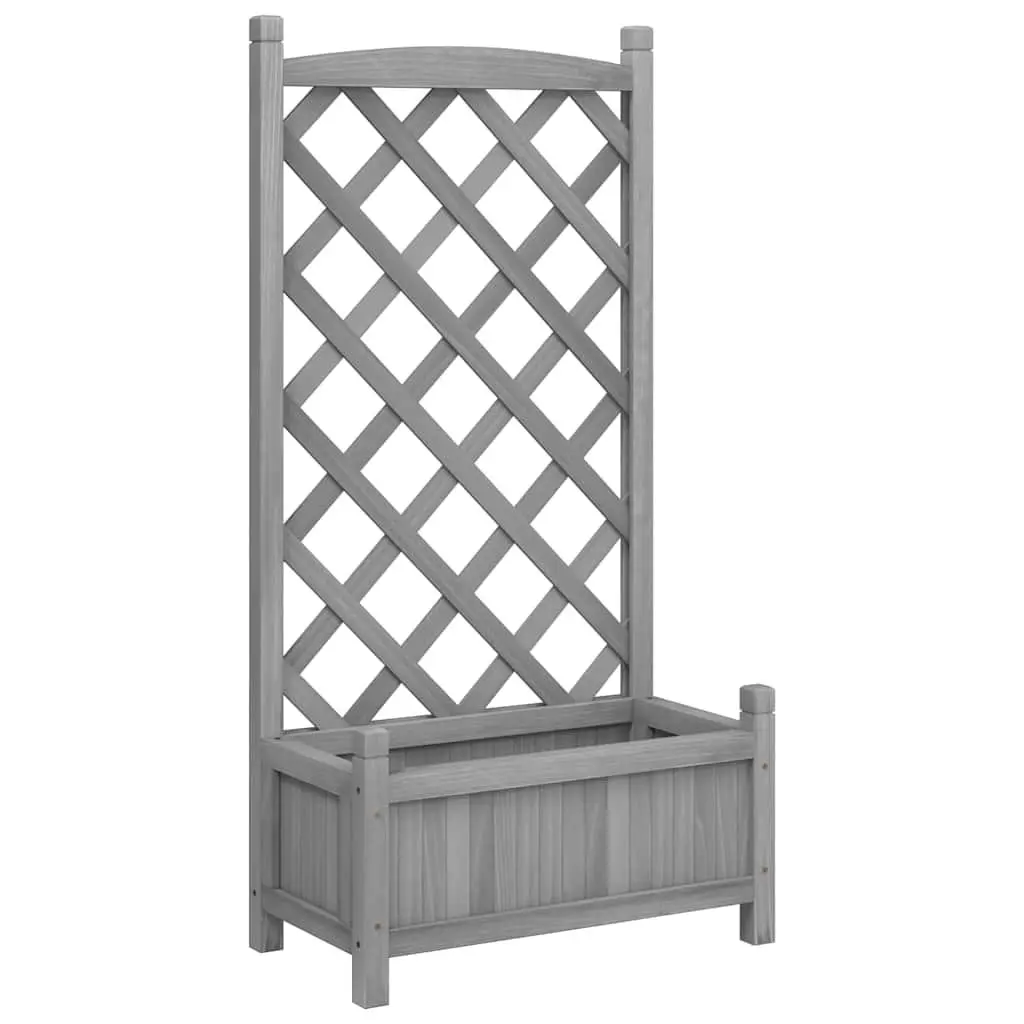 Grey Wooden Planter with Trellis
