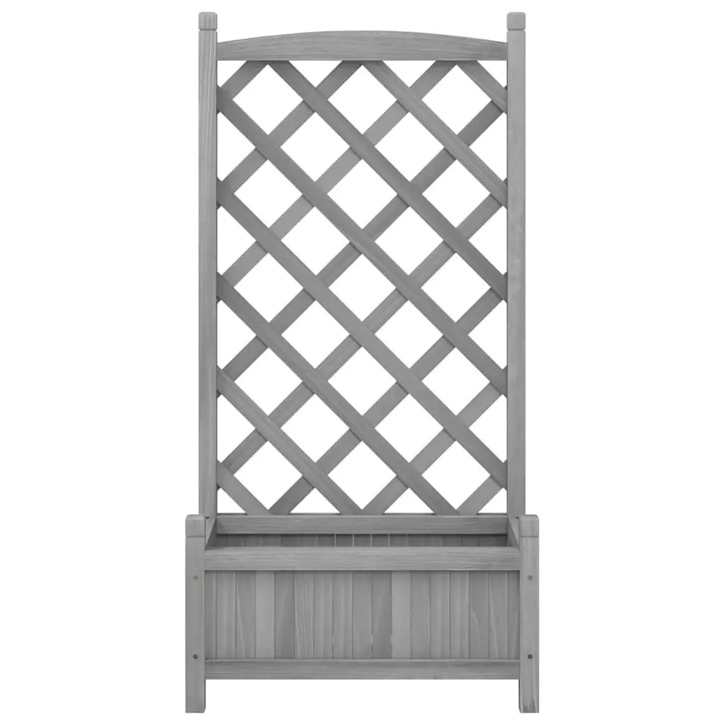 Grey Wooden Planter with Trellis