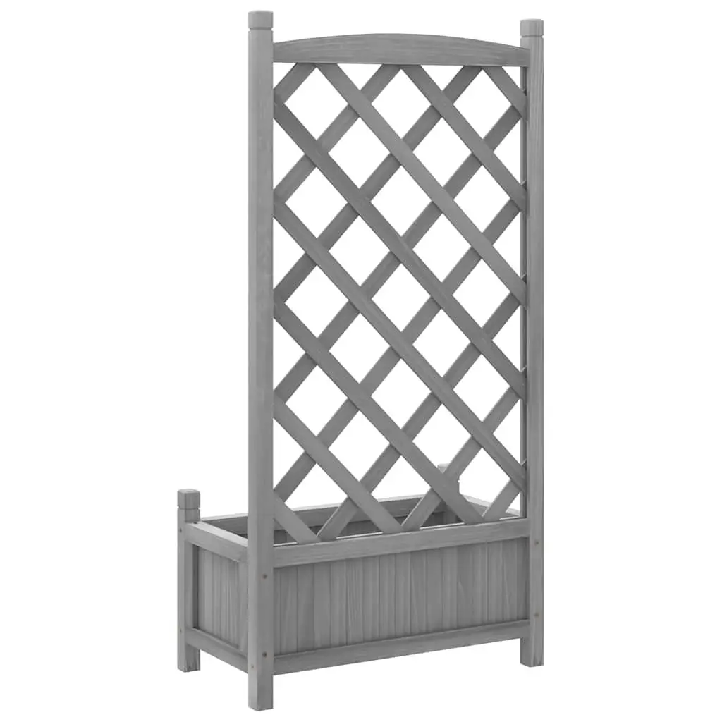 Grey Wooden Planter with Trellis
