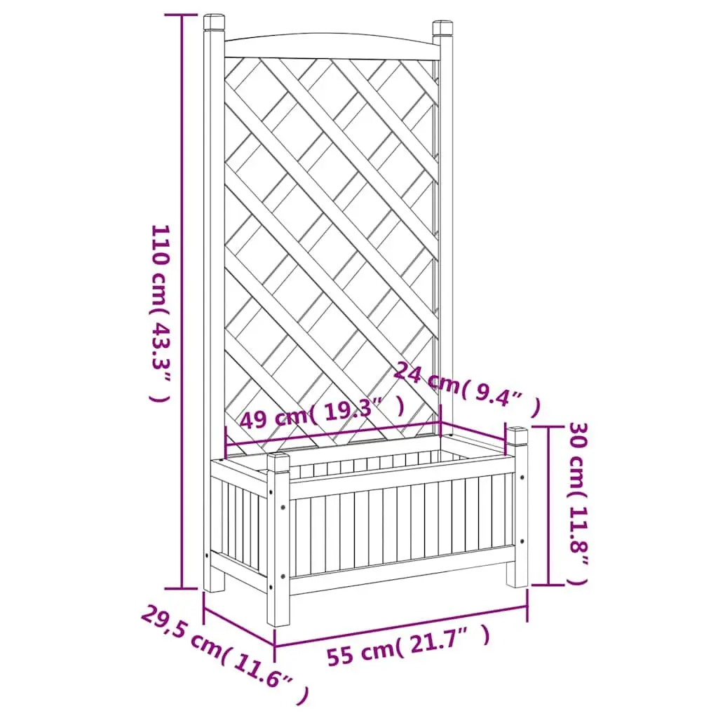 Grey Wooden Planter with Trellis