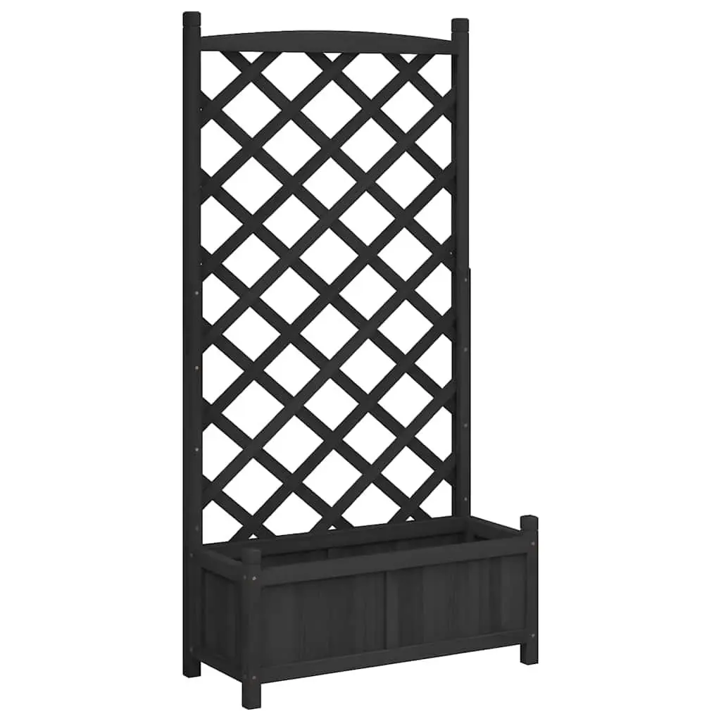 Planter with Trellis Black Solid Wood Fir Garden Climbing Plants Patio Outdoor