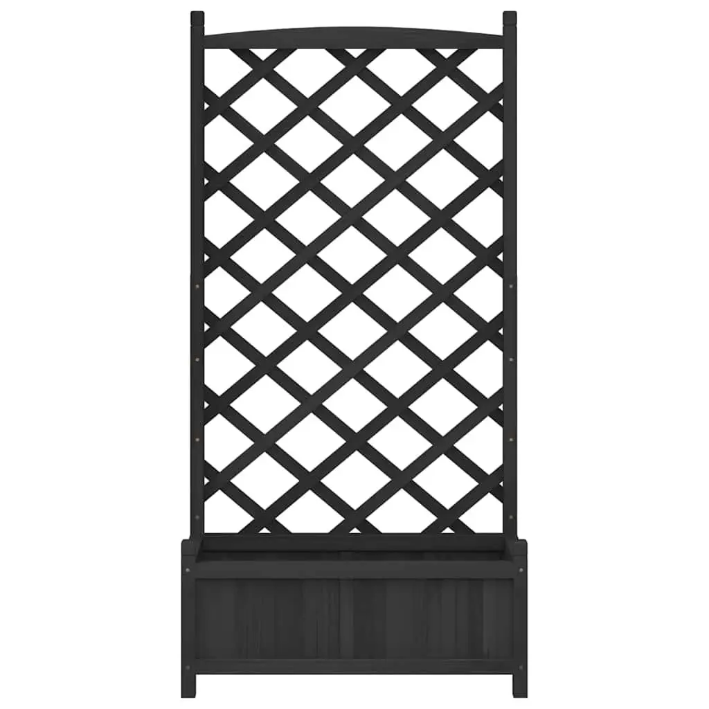 Planter with Trellis Black Solid Wood Fir Garden Climbing Plants Patio Outdoor