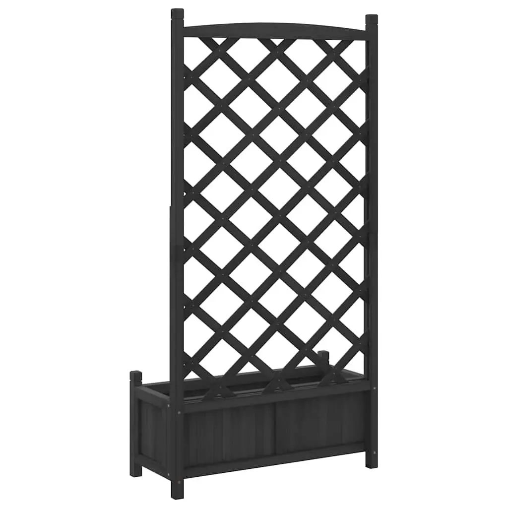 Planter with Trellis Black Solid Wood Fir Garden Climbing Plants Patio Outdoor
