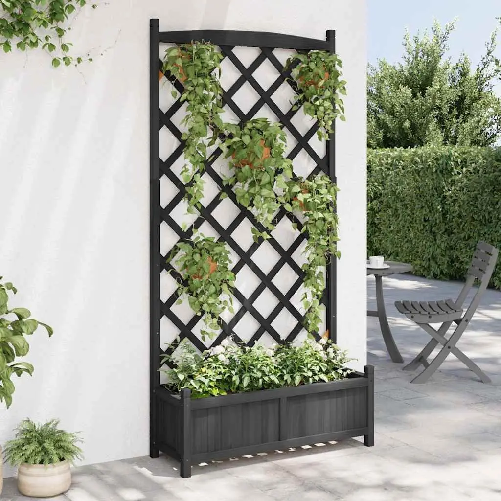 Wooden Planter with Trellis for Climbing Plants
