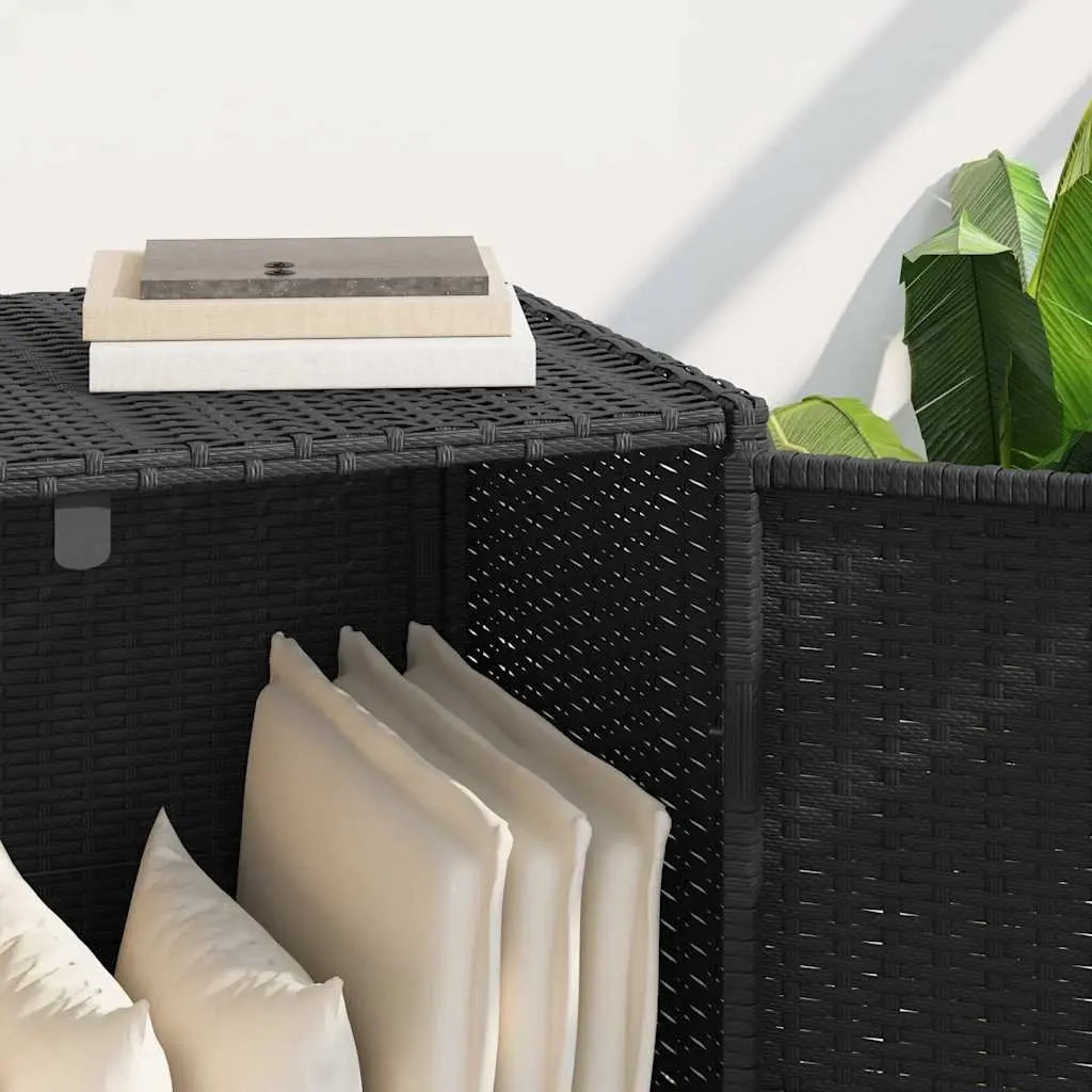 Garden Storage Cabinet Outdoor Black Poly Rattan Patio Furniture Organiser Box
