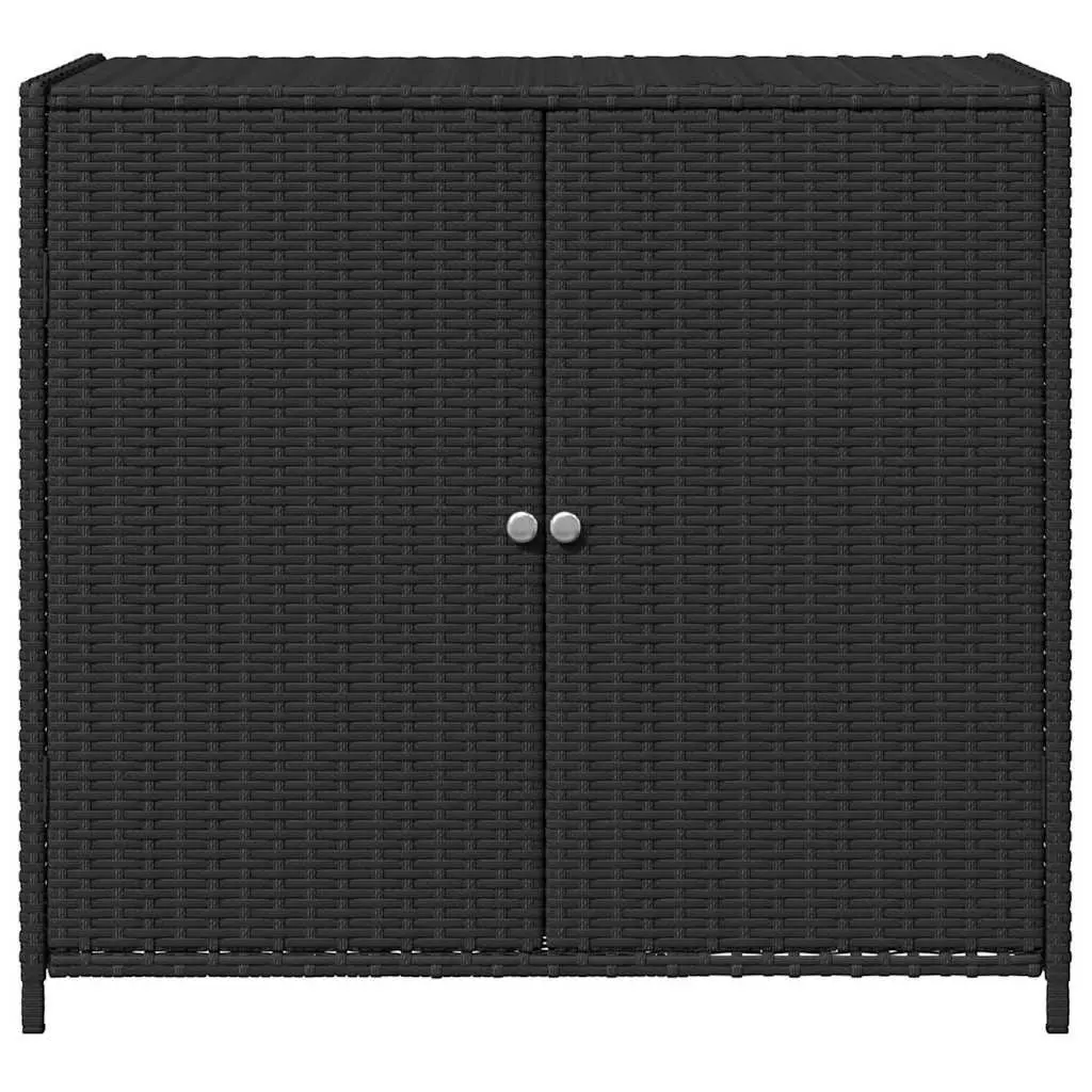 Garden Storage Cabinet Outdoor Black Poly Rattan Patio Furniture Organiser Box