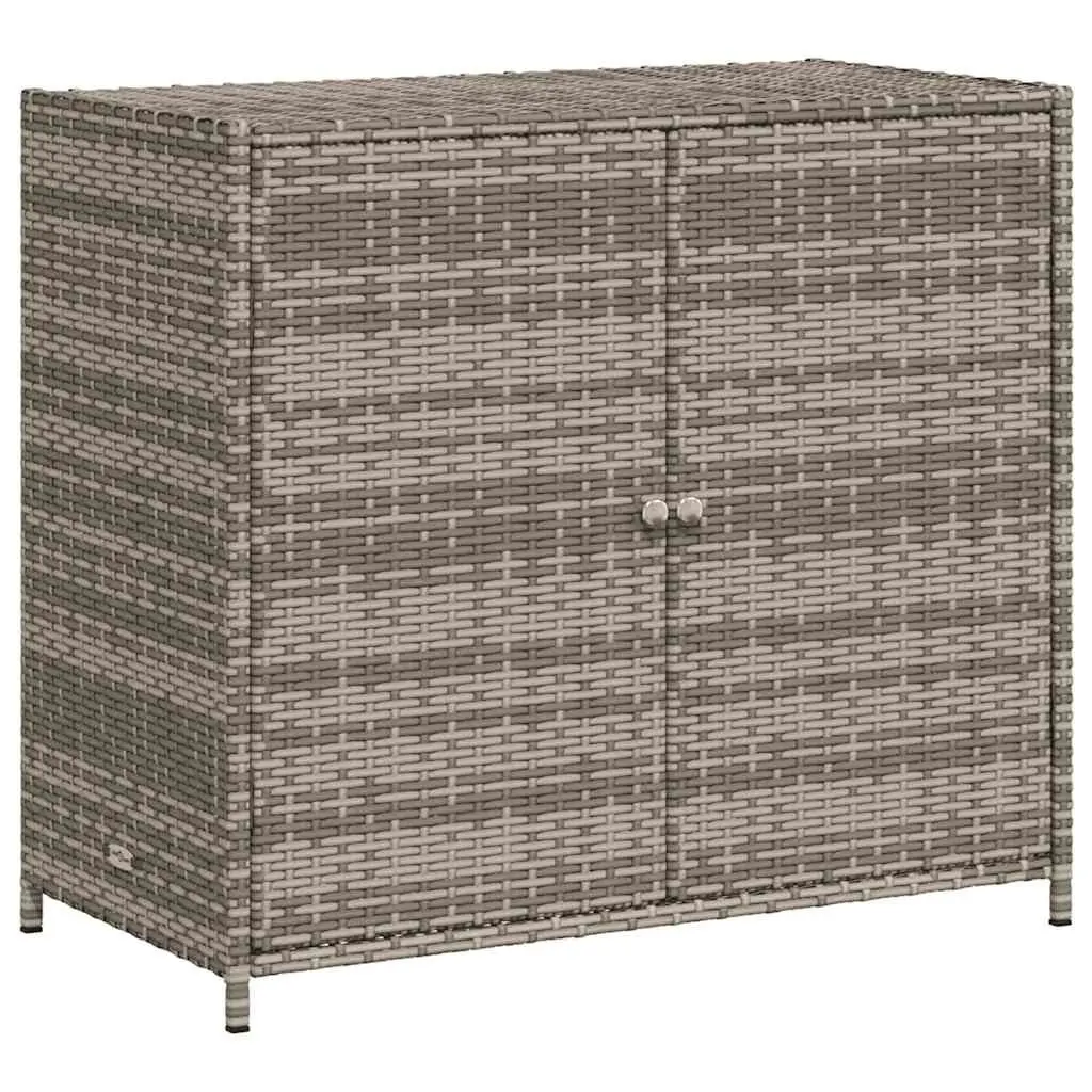 Garden Storage Cabinet Grey Poly Rattan Outdoor Furniture 83 x 45 x 76 cm