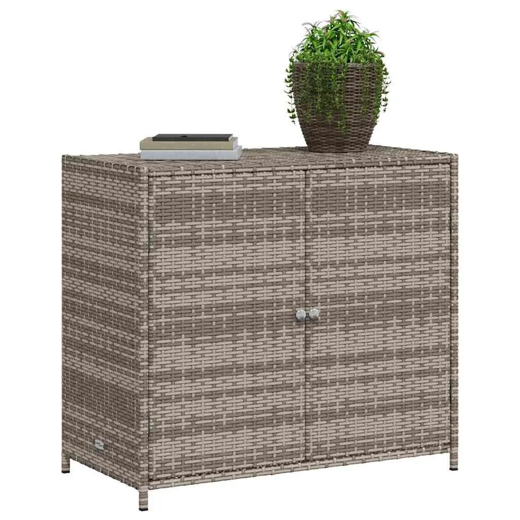 Garden Storage Cabinet Grey Poly Rattan Outdoor Furniture 83 x 45 x 76 cm