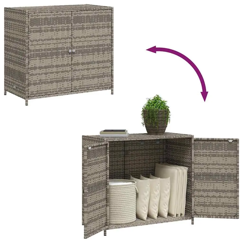 Garden Storage Cabinet Grey Poly Rattan Outdoor Furniture 83 x 45 x 76 cm
